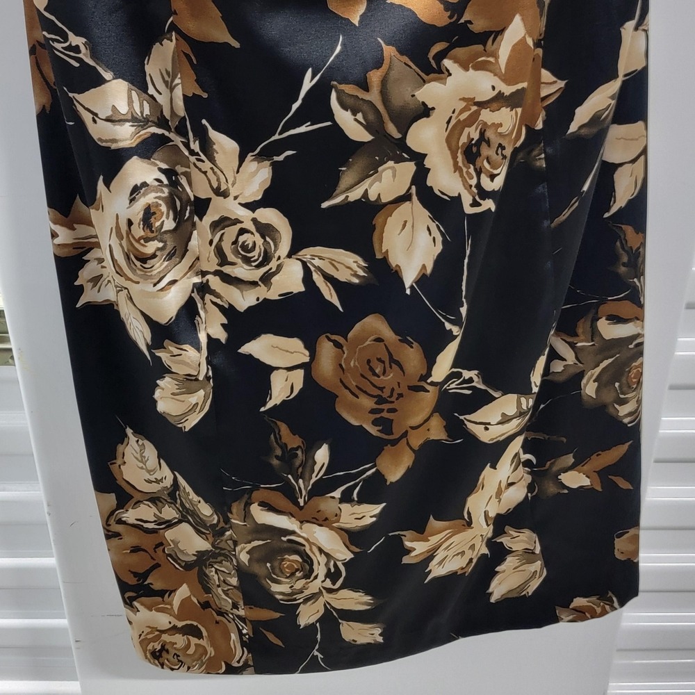 Adrianna Papell Black and Gold Floral Prom Dress - Picture 3 of 12